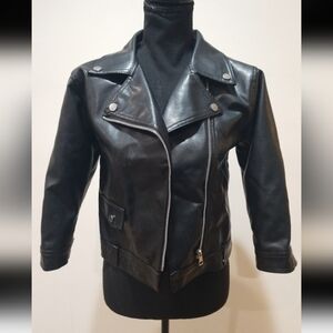 Kids Black Faux Leather Moto Jacket